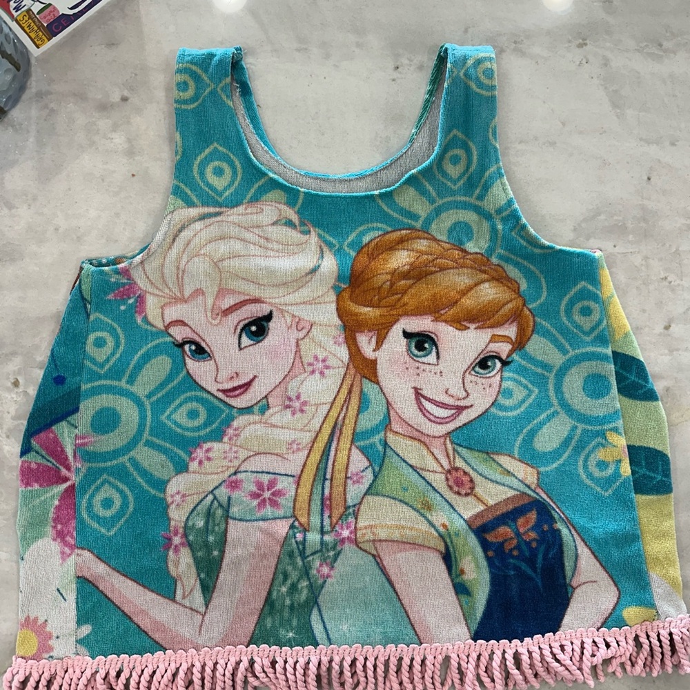 Frozen Anna & Elsa Tank Top - Turquoise Pink Fringe - One of a Kind